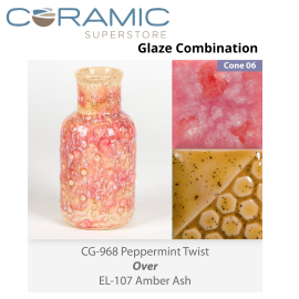 Peppermint Twist - CG968 over Amber Ash EL107 Glaze Combination